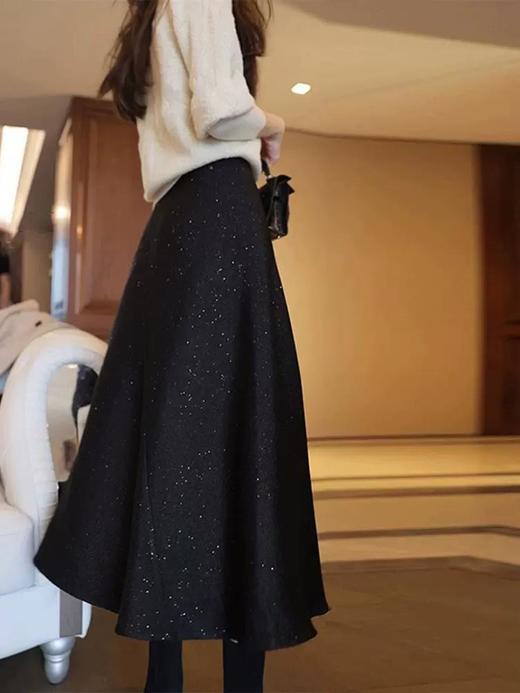 雀说 毛呢半身裙女春秋配毛衣高级感包臀裙新款洋气温柔系穿搭复古裙子5ZF-2025 商品图3