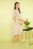 amadella 米杏色碎花抽褶连衣裙 11398 商品缩略图0