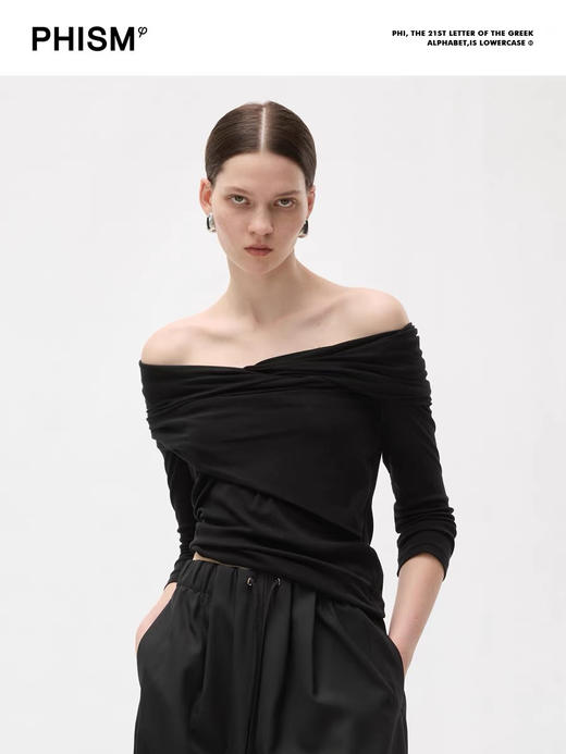 七分袖交叉一字肩 商品图0