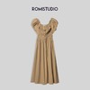 ROMI STUDIO-B 法式复古 收腰气质卡其色休闲长款连衣裙D3206 商品缩略图3