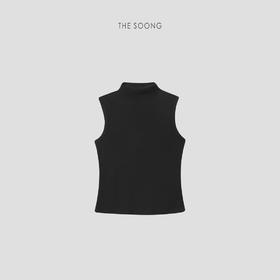 THESOONG"至简时刻"天丝羊毛平纹针织舒适高领无袖上衣HWBX6491