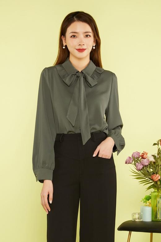 Le Malene 可拆卸荷叶领绑带衬衣 11369 商品图0