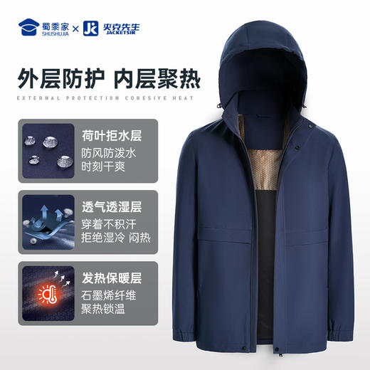 【石墨烯风衣外套】可拆卸连帽风衣外套 发热保暖通勤夹克 WZ401 商品图7