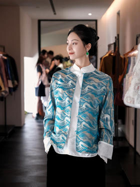 盛唐牡丹 |海浪纹重缎宋锦对襟外套