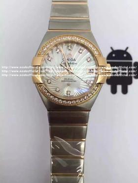 V6新品：欧米茄星座系列PLUMA轻羽腕表，搭载一比一8520机芯，天然蓝色炫彩贝母表盘，表扣轴承采用与正品一样的材质，一比一的做工，市场公认好的版本！