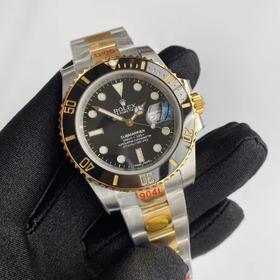 N厂v10包金版水鬼！top品质！非壕勿扰！V10版！劳力士经典SUB系列，蓝水鬼间金款，市场好版本 ！材质真正18K包金，搭载原装进口2836机械机芯 ，更高要求可选装瑞士进口机芯（eta机芯）黑盘