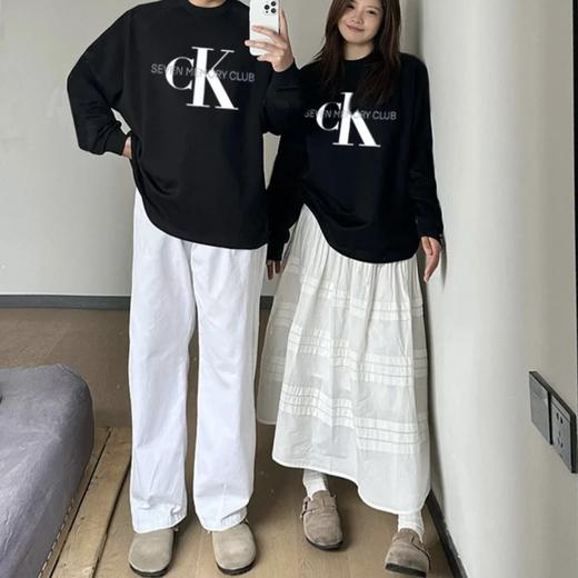 处理！！白色xxl推荐150到180斤穿，毒家！正品订单 液氨棉长袖 CK Jeans春季新款男士休闲字母叠印圆领打底衫长袖T恤！货号J327372  ck长袖 商品图2