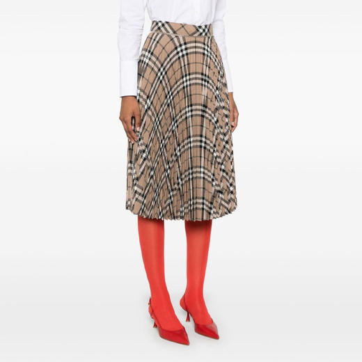 BURBERRY 巴宝莉 女士徽标中长半身裙 格子 8095798 C1202 商品图1
