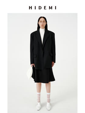 HIDEMI 银线细条纹极简大廓形垫肩大宽肩男朋友卷边西装