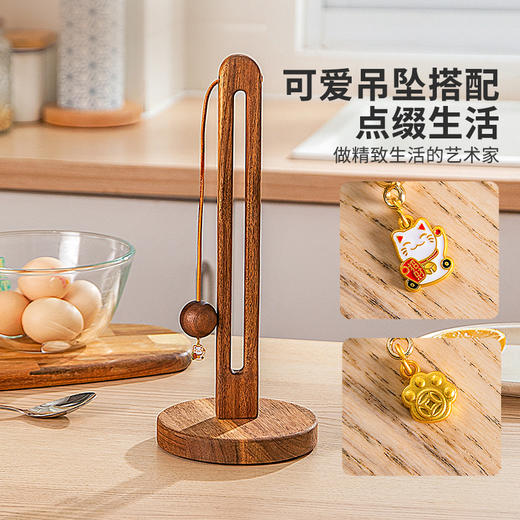 摩登主妇厨房纸巾架立式木质懒人抹布免打孔吸油纸卷纸收纳置物架 商品图3