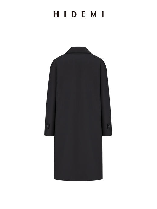 HIDEMI 甄选斜纹精纺高克重全羊毛复古廓形极简翻领式长款西装风衣 商品图7