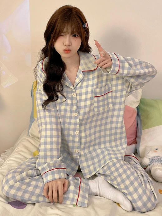 【GZ】无忧购可爱卡通云朵棉开衫家居服套装带胸垫 商品图11