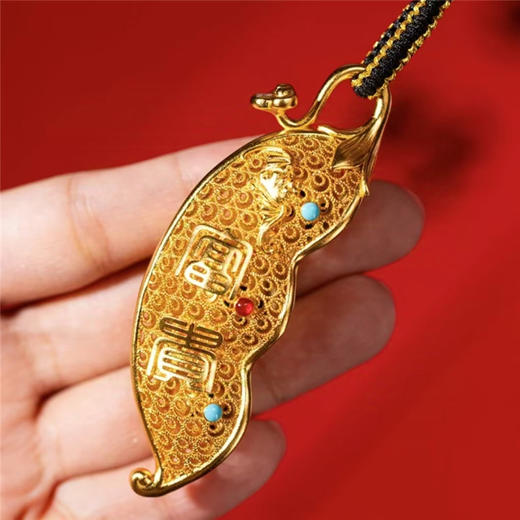 朱炳仁铜 富贵豆荚 花丝工艺品轻奢中式挂件 商品图3