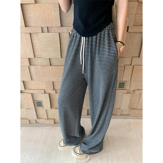 <曾小咸推荐>韩系慵懒风2色条纹休闲裤 商品图3