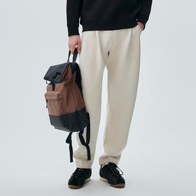 棉仓362818019-麂皮绒弹力双面宽松打褶弯刀卫裤