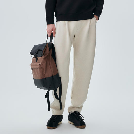 棉仓362818019-麂皮绒弹力双面宽松打褶弯刀卫裤 商品图0