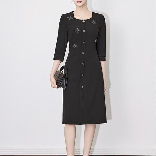 【高货wl】全新升级【铂金会员339/天猫459/差价120】(10026) 洛诗琳2025春季高级感精致方领钉钻轻奢收腰显瘦连衣裙 商品图3