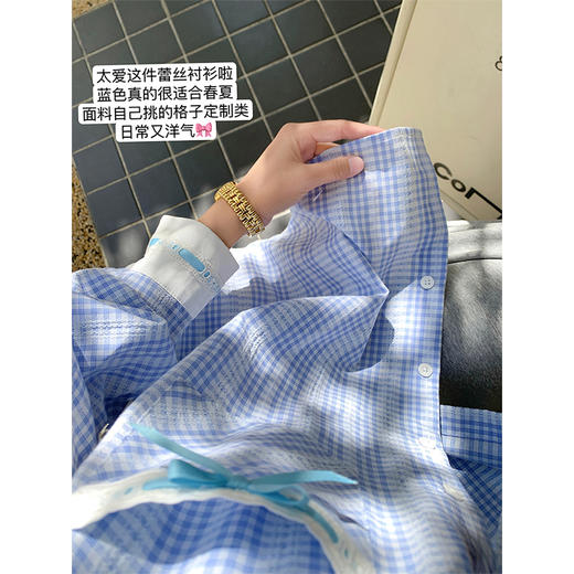 <曾小咸推荐>韩系设计感蓝色衬衫撞白色领 商品图1