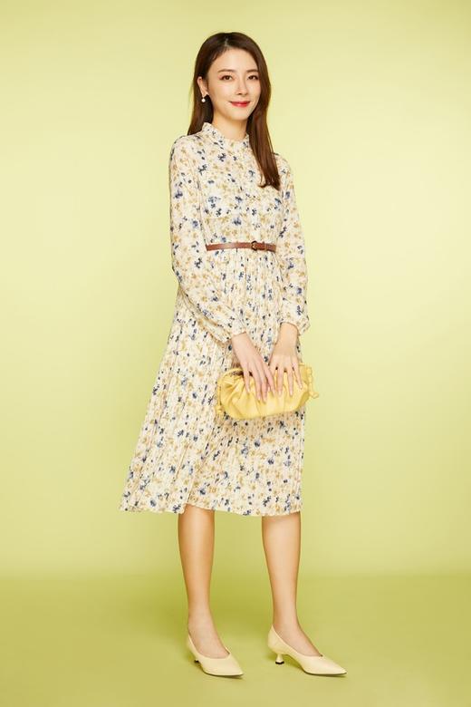 Le Malene 压褶皮带收腰碎花连衣裙 11416 商品图0
