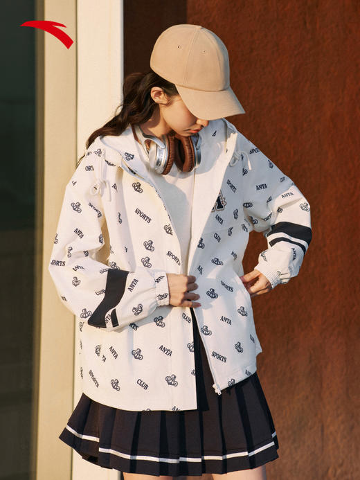 【L断码】安踏潮流满印梭织外套女新款宽松休闲夹克运动上衣162518603【无货退款】 商品图2