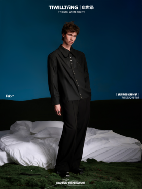 启世录TIWILLTANG“残世爵迹”先锋解构皮分割复袋长袖气质衬衫
