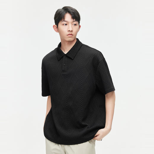 GXG男装 肌理感提花polo衫男士休闲时尚翻领短袖polo衫季热卖 商品图4