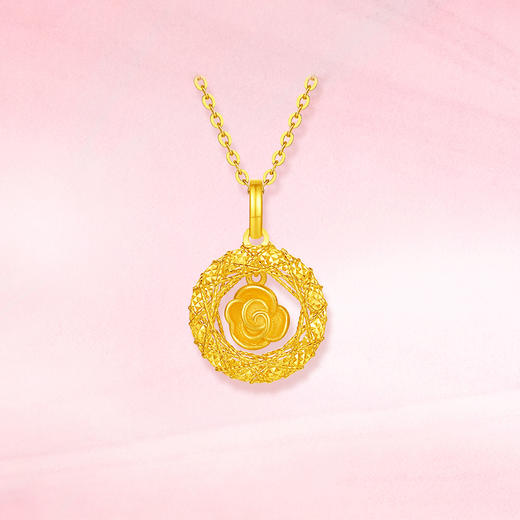   周六福5G黄金计价足金吊坠爆闪玫瑰园铃花园情人节新品情人节礼 商品图2