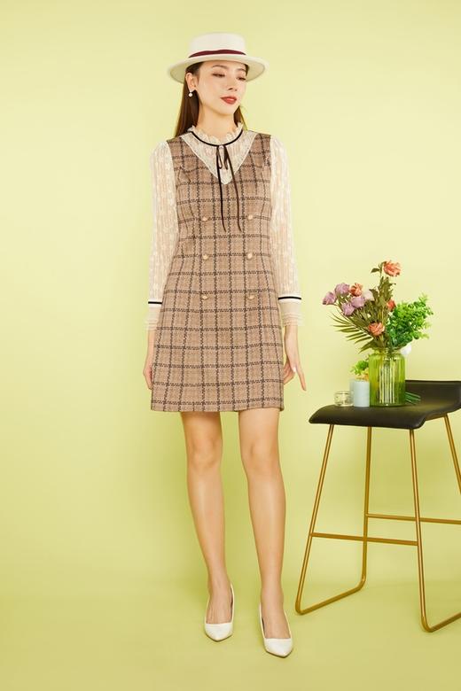 Le Malene 优雅格纹蕾丝连衣裙 11419 商品图4