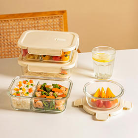 摩登主妇玻璃饭盒微波炉加热便当盒分格饭盒上班族带饭餐盒保鲜盒