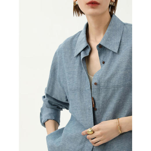 【限时秒杀】COCOBELLA[MIU系穿搭]商务休闲亚麻衬衫气质通勤衬衣SR3089B 商品图2