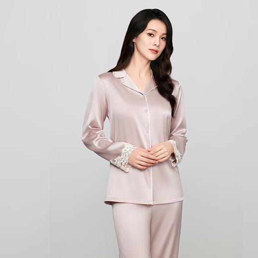 【3F】安莉芳桑蚕丝混纺长袖小翻领睡衣女士家居服套装EL00765 商品图0
