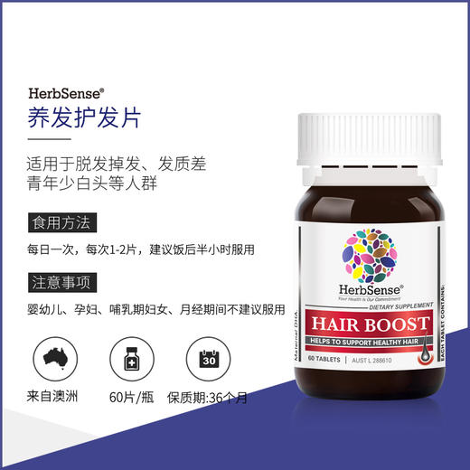 HS护发片2瓶Herbsense贺柏圣澳洲成人补锌维生素b6养护发滋补男女 商品图4