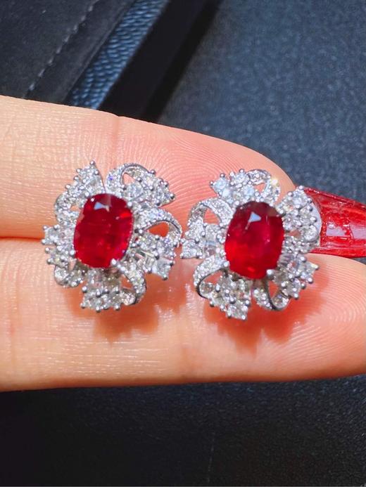2ct刻面红宝石耳钉 商品图2
