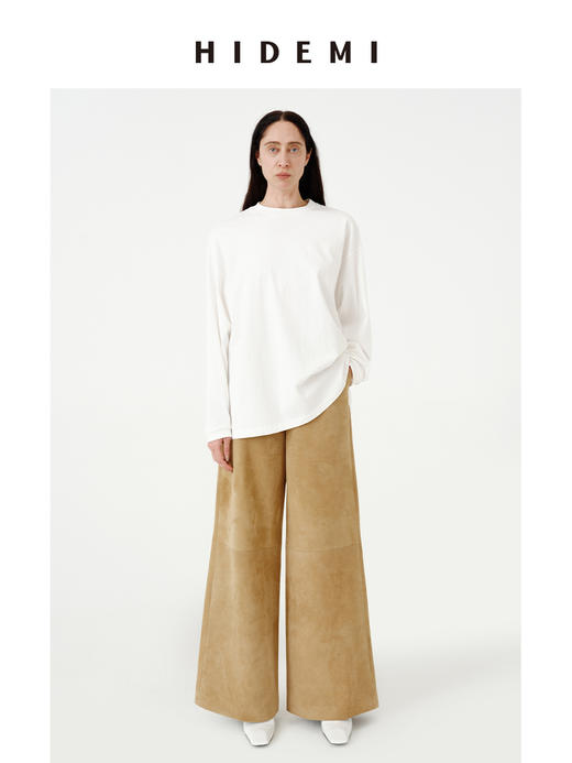 HIDEMI 麂皮大廓形极简西装皮衣阔腿裤套装 商品图5
