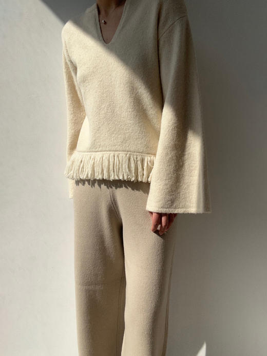 ZAANLI｜ZN40008-2 杏驼 裸感羊毛羊绒针织长裤 商品图2
