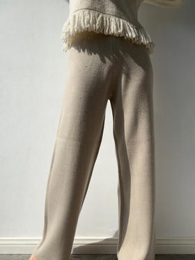 ZAANLI｜ZN40008-2 杏驼 裸感羊毛羊绒针织长裤