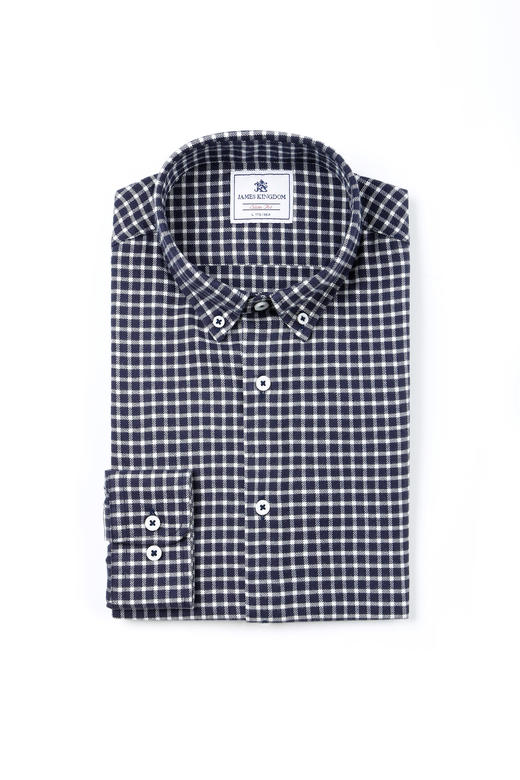 占姆士法兰绒衬衫男长袖中青年格子英伦风商务休闲新款衬衫春季 商品图5