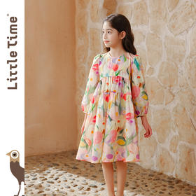 Little time女童连衣裙2025春夏新款儿童公主裙纯棉百搭碎花长裙