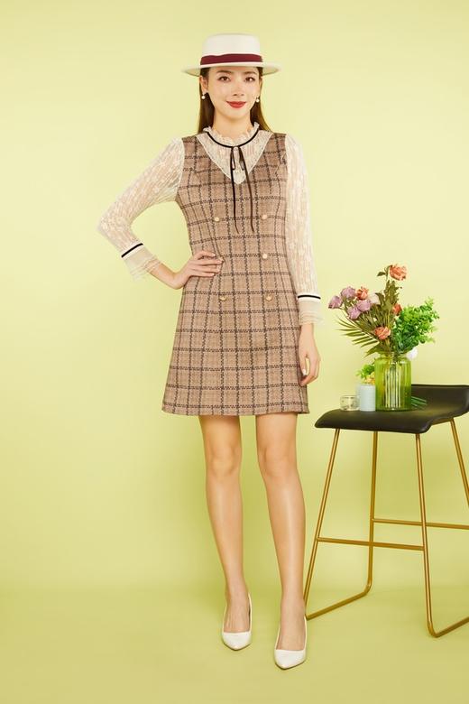 Le Malene 优雅格纹蕾丝连衣裙 11419 商品图0