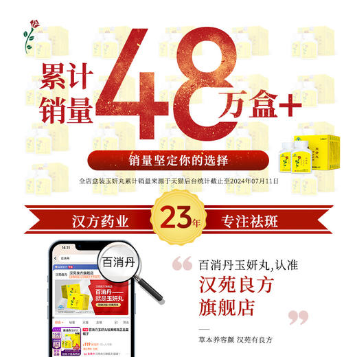 汉苑良方百消丹旗舰店官网正品祛黄褐斑玉妍丸祛斑内调非胶囊 4盒 商品图1