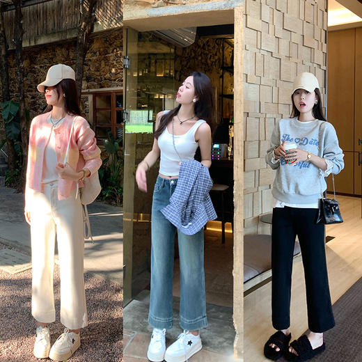 <曾小咸推荐>复古烟管直筒裤九分牛仔裤 商品图3