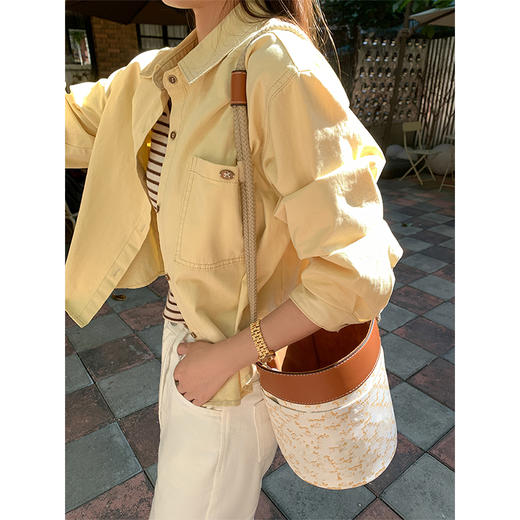 <曾小咸推荐>日杂风复古宽松黄色短款衬衫 商品图4