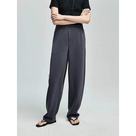 棉仓362681001-初棉高腰阔腿空气层休闲裤哈伦廓形卫裤 商品图0