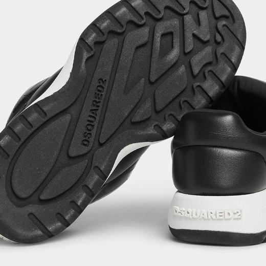 DSQUARED2 男士衬垫和绗缝皮革休闲运动鞋 黑色 SNM0393 35605520 2124 商品图3