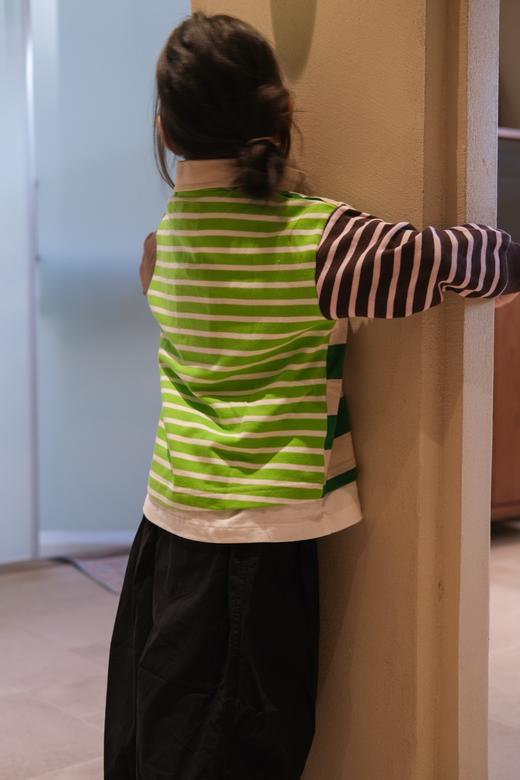 现货2025春季儿童DD日系史奴狗刺绣撞色宽条纹拼色polo长袖T恤！ 商品图1