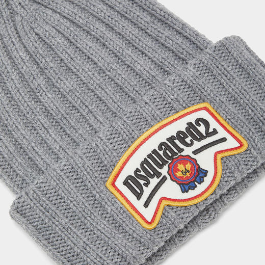 DSQUARED2 男士刺绣贴片羊毛针织帽 灰色 KNM0180 01W00306 2122 商品图2