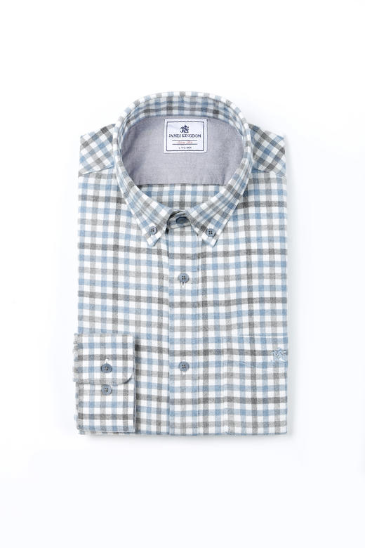 占姆士法兰绒衬衫男长袖中青年格子英伦风商务休闲新款衬衫春季 商品图8