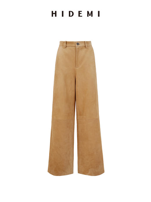 HIDEMI 麂皮大廓形极简西装皮衣阔腿裤套装 商品图10