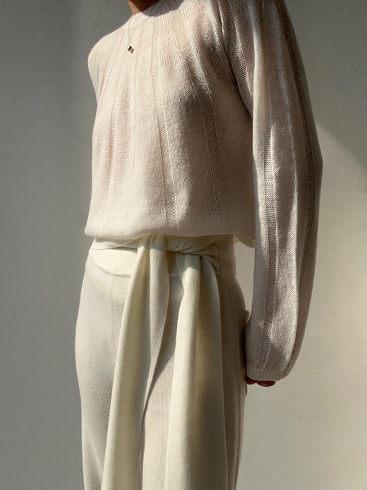 ZAANLI｜ZN10015 既白色 镂空感羊绒羊毛轻透针织上衣 商品图7