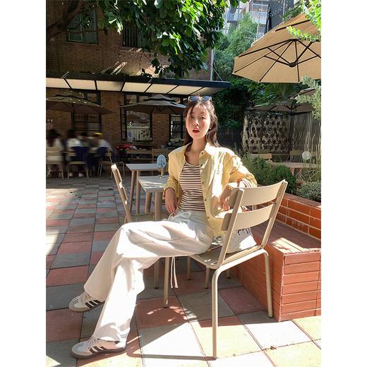 <曾小咸推荐>日杂风复古宽松黄色短款衬衫 商品图3